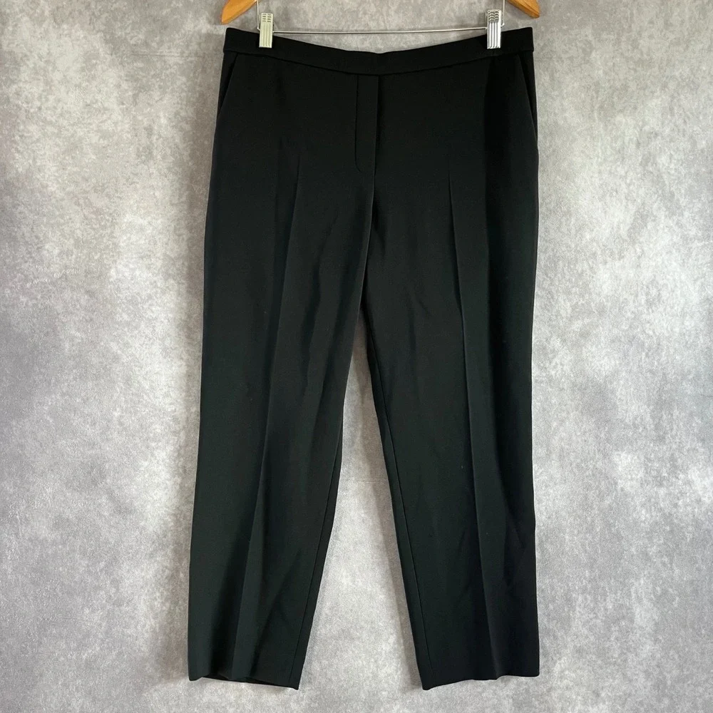 Theory Treeca Pull On Admiral‎ Crepe Pants Womens 12 Black Tapered K0109203